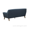 Living Room Three Seat Blue Fabric Leisure Sofa